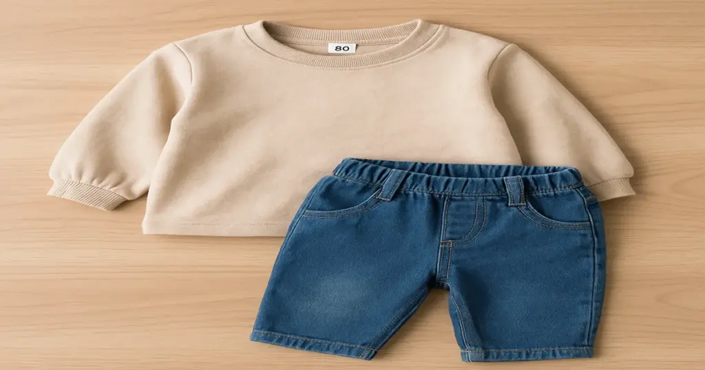 1歳半の服サイズ80cmのトップスとデニムパンツコーデ